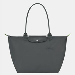 LE PLIAGE GREY AND GREEN L TOTE BAG